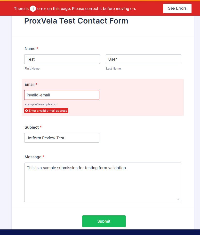Original screenshot of Jotform rejecting invalid-email while leaving other completed contact form fields intact