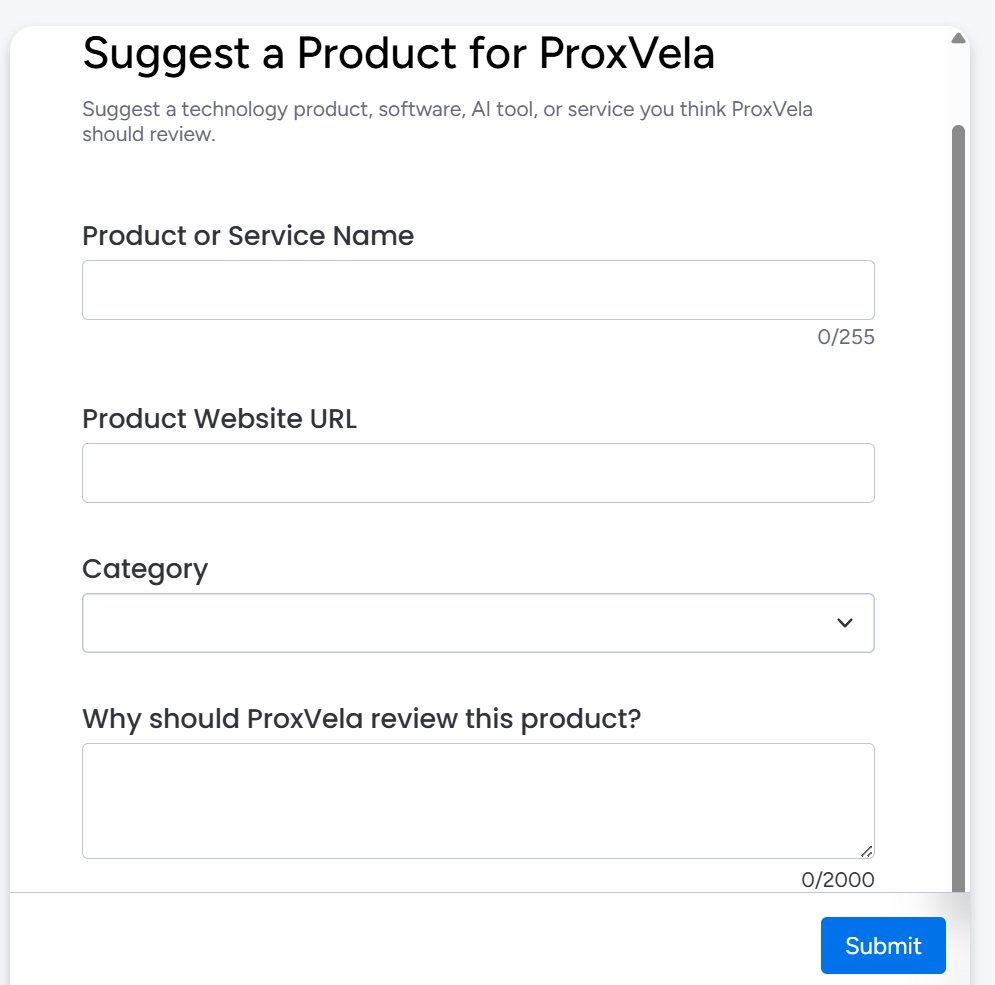 monday WorkForms preview for Suggest a Product for ProxVela